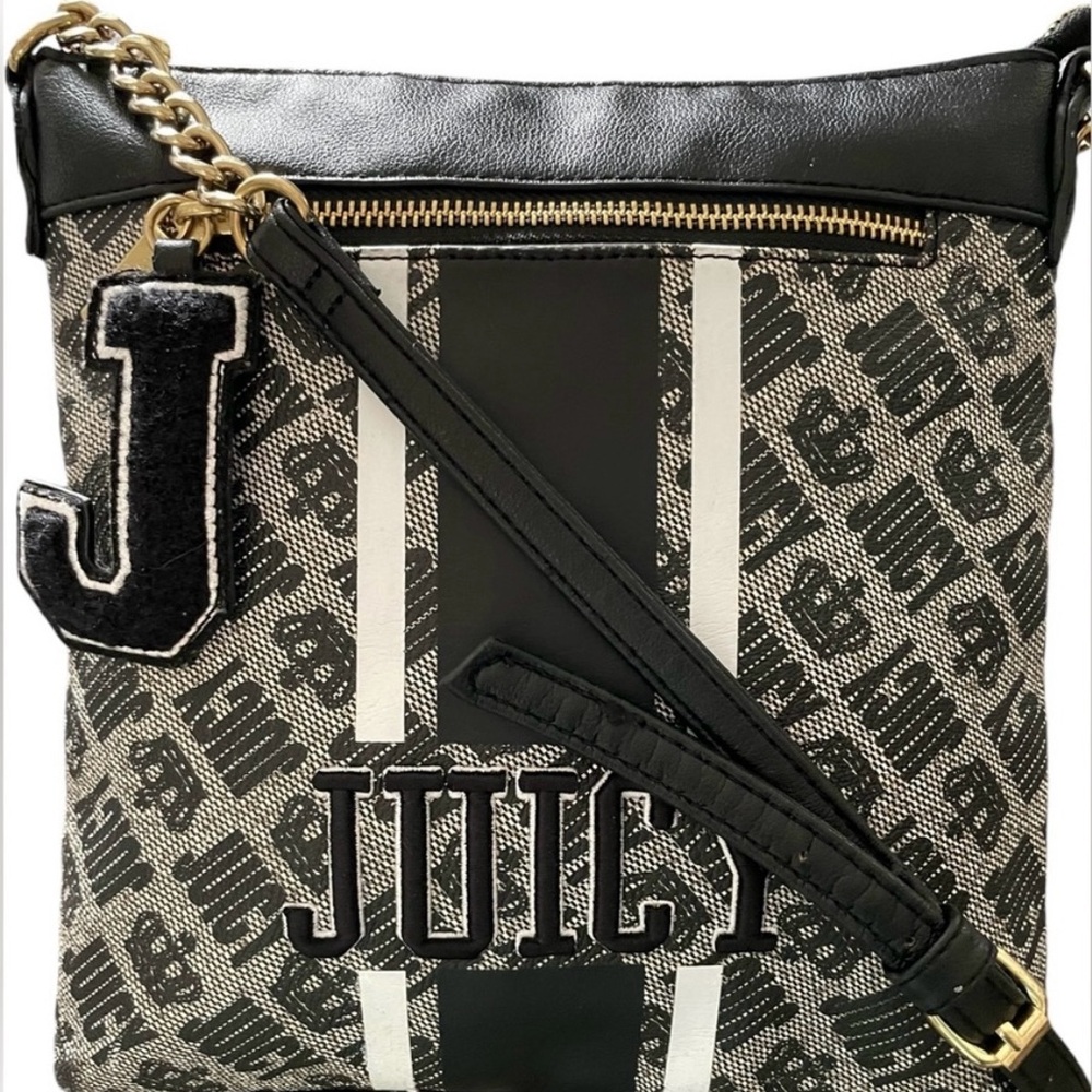 Juicy Couture Crossbody Bag Juicy Couturere Black Leatherher Canvas Monogram Bag